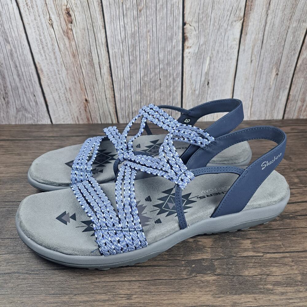 Skechers Reggae Irie Mon Blue Strappy Slingback Sandals Women's Size 10 (GUC)